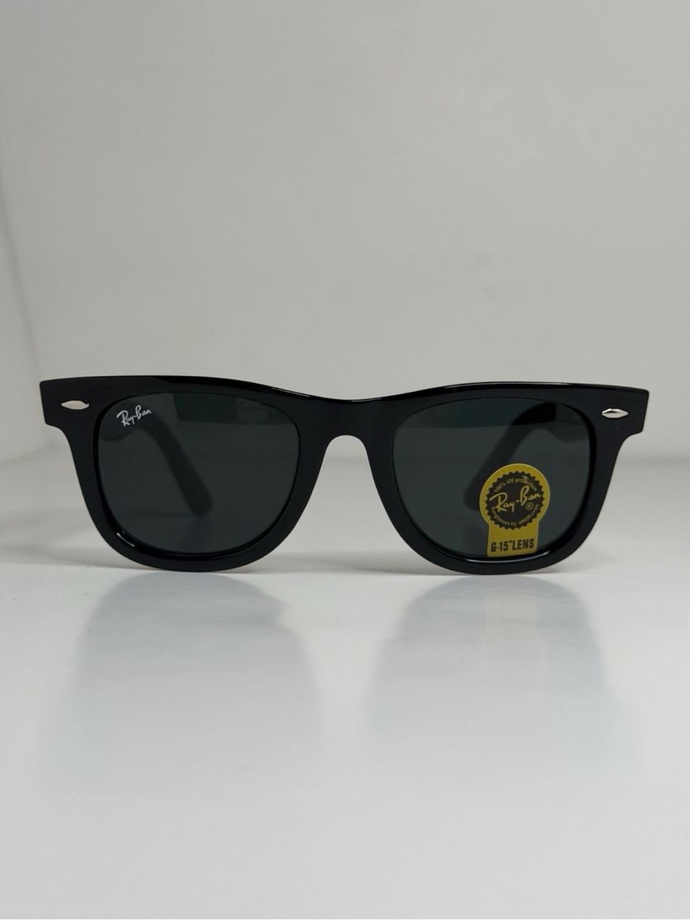 Ray-Ban Black Frame Dark Green Lens Wayfarer Sunglasses